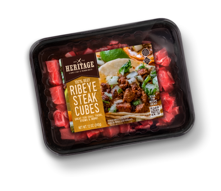 Heritage Premium Ribeye Steak Cubes 100 Quality Meat 