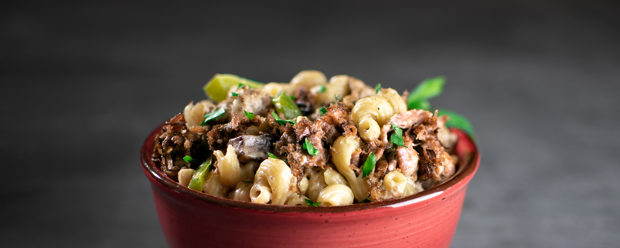 One Pot Cheesesteak Pasta