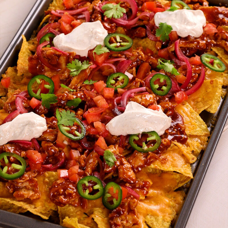 Sheet-Pan BBQ Chicken Nachos