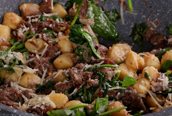 Steak, Spinach and Gnocchi Skillet